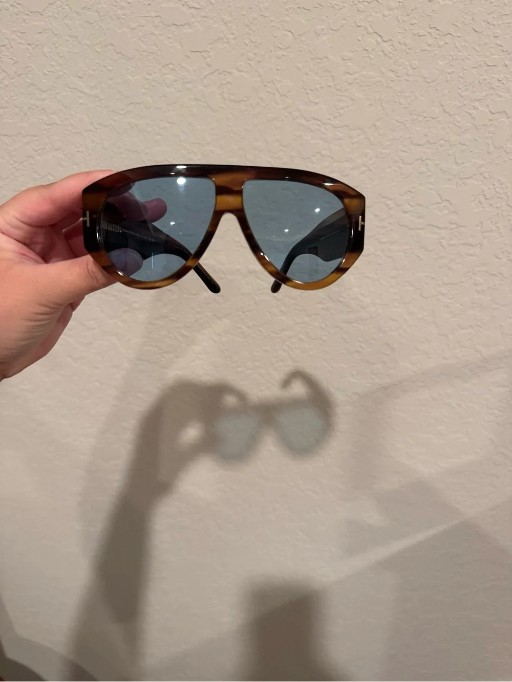 Tom Ford Bronson Tortoiseshell Sunglasses with blue lens